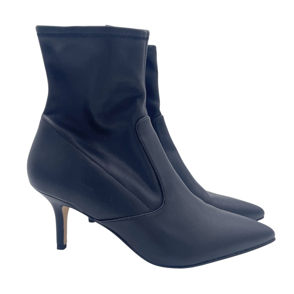 Marc Fisher Women's Adia 5 Fashion Boot Black Faux Leather Pointed Toe Size 9